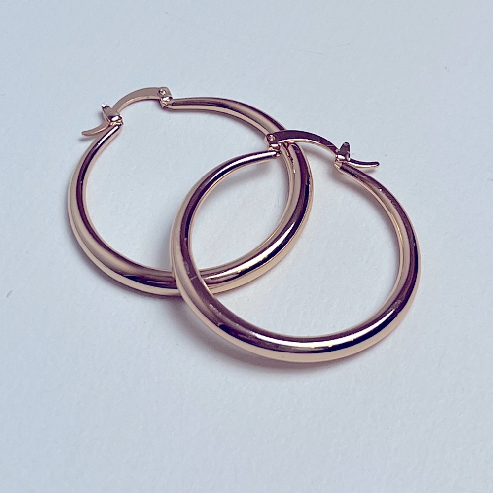 Hoop Earrings Gold/Rose Gold Plated Latch Closure NWOT